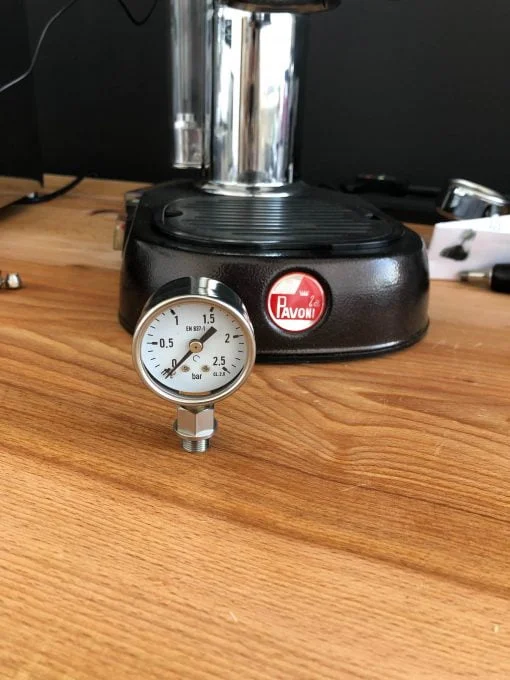 La Pavoni Lever Boiler Pressure Gauge and stainless adapter kit