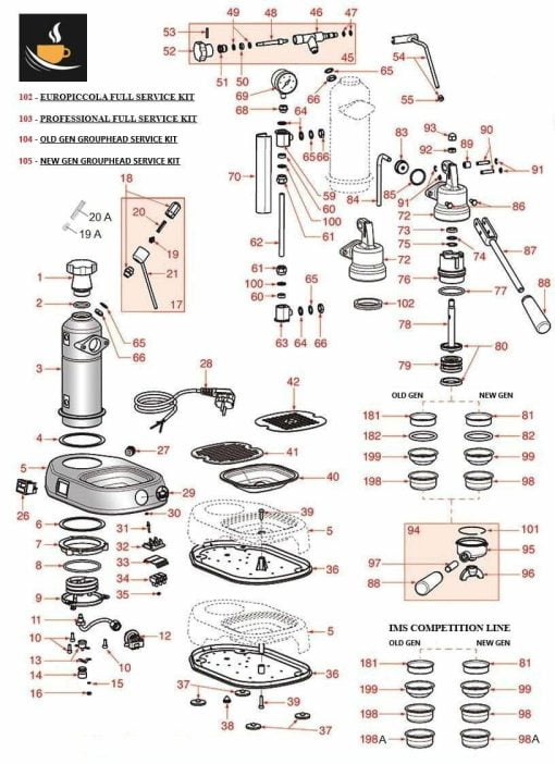 La Pavoni Lever heating element thermofuse M4 holder nut