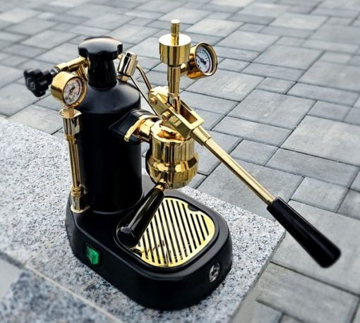 Fully upgraded Unique Black and Gold Post Mill La Pavoni Lever Professional